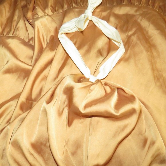 Perrin & Co Silk Serena Flowy Halter Maxi Dress, Gold, Pockets - Picture 10 of 14